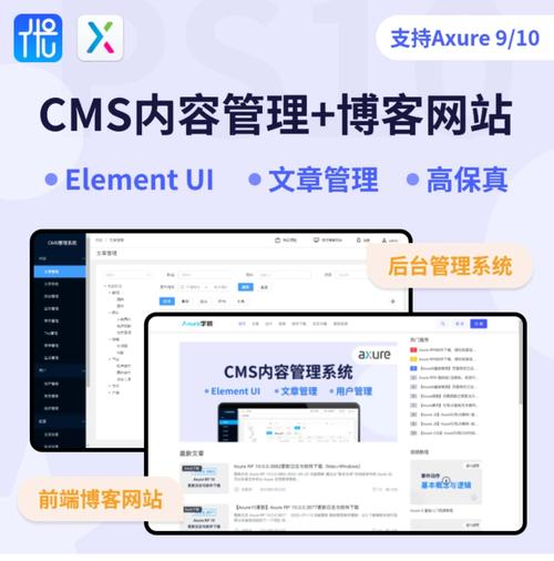 cms內容后臺管理系統 博客網站axure原型高保真設計模板交互.